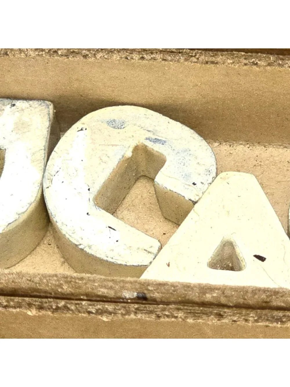 Vintage Wooden Letters Print Block Set Uppercase & Numbers In Box CM2344